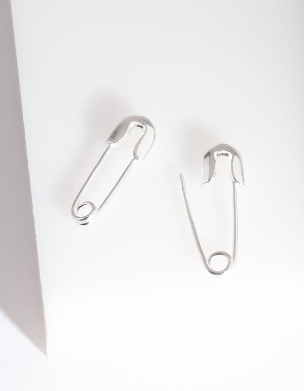 Sterling Silver Safety Pin Earrings