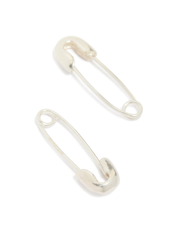 Sterling Silver Safety Pin Earrings