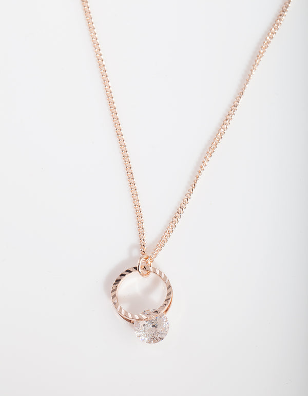 Rose Gold Cubic Zirconia Ring Necklace