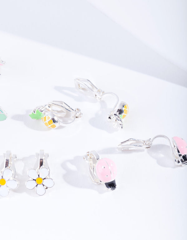 Kids Silver Unicorn Clip On Earring 5-Pack