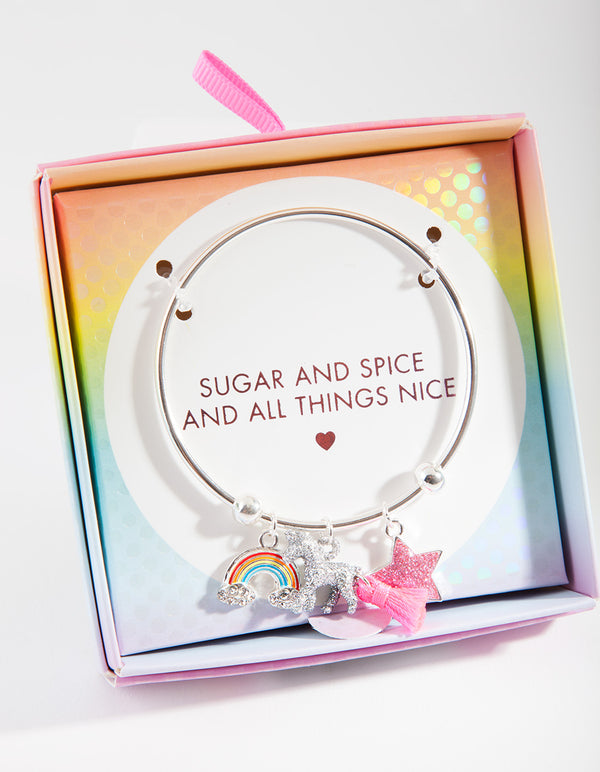 Kids Silver Charm Bangle