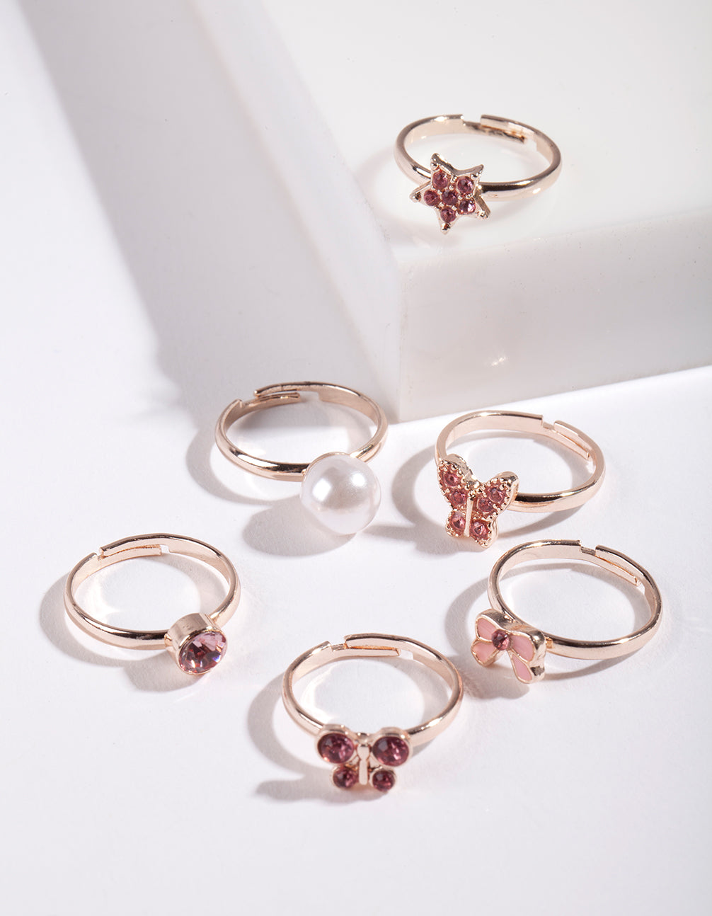 Kids Rose Gold Pink Ring 6-Pack