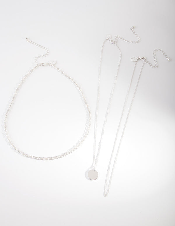 Silver Layered Chain Necklace