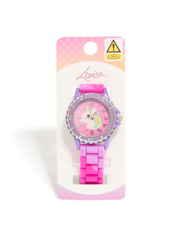 Kids Purple Unicorn Silicone Strap Watch