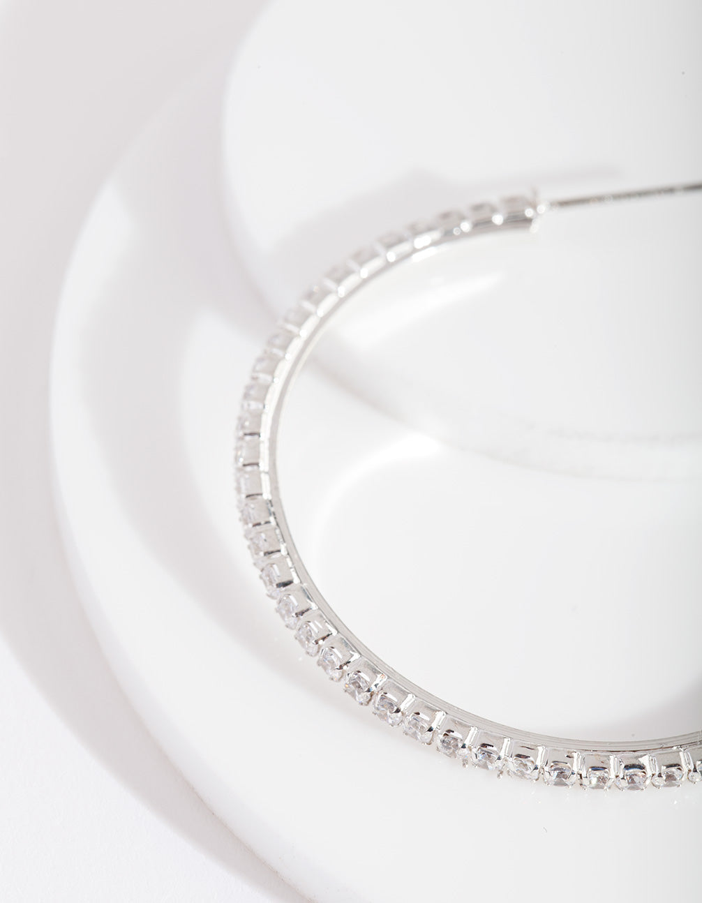 Silver Cubic Zirconia 45mm Hoop Earrings