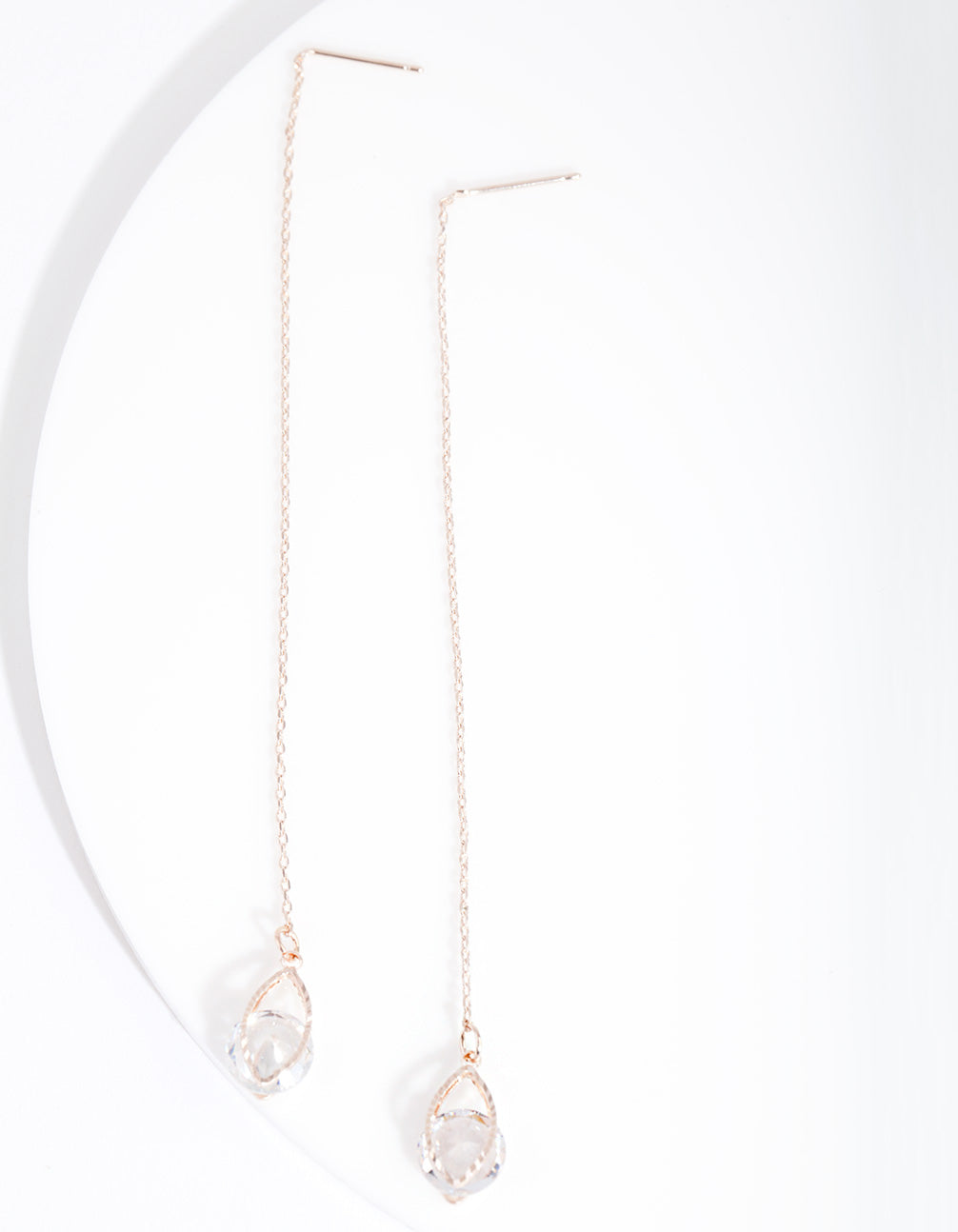 Rose Gold Cubic Zirconia Caged Teardrop Earrings