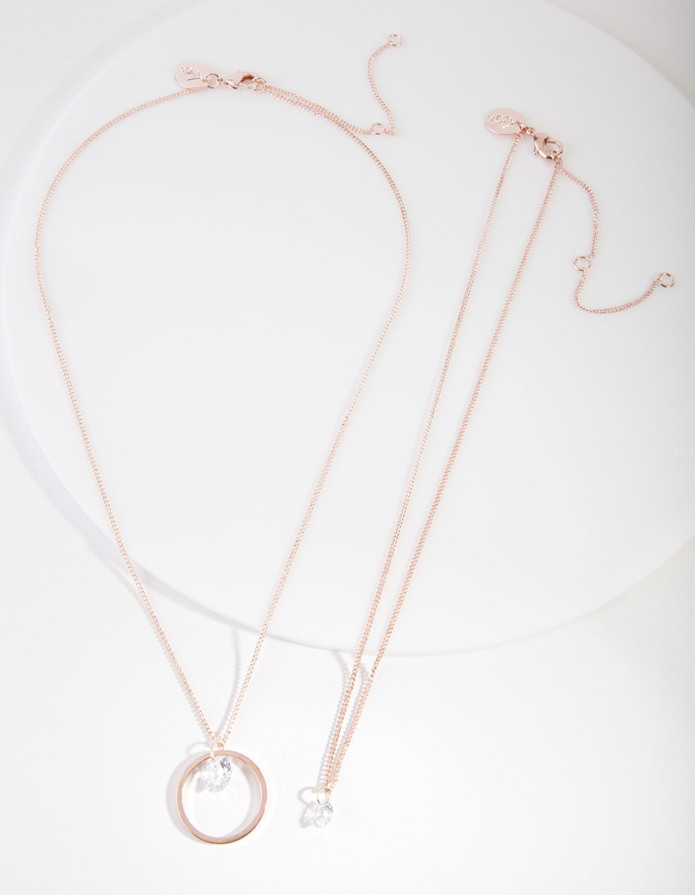 Rose Gold Cubic Zirconia 2 Row Necklace