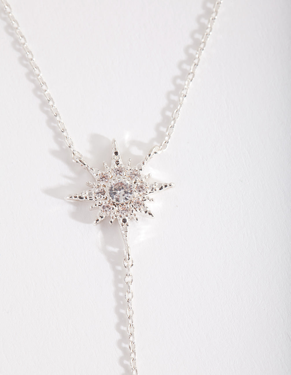 Silver Cubic Zirconia Star Y Necklace