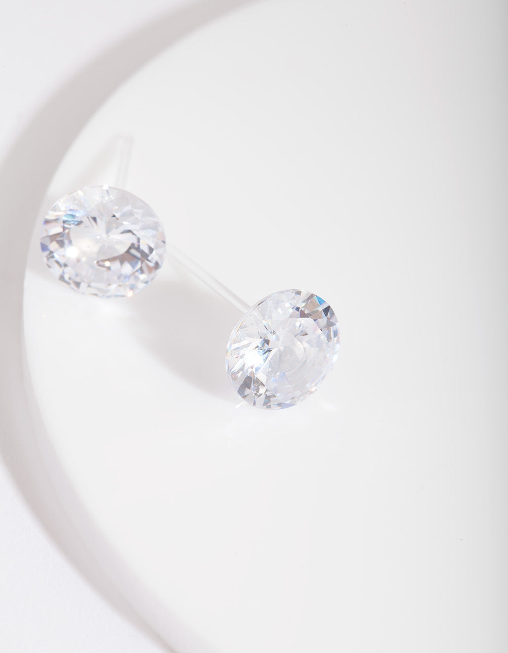 Silver Circle Cubic Zirconia Stud Earrings