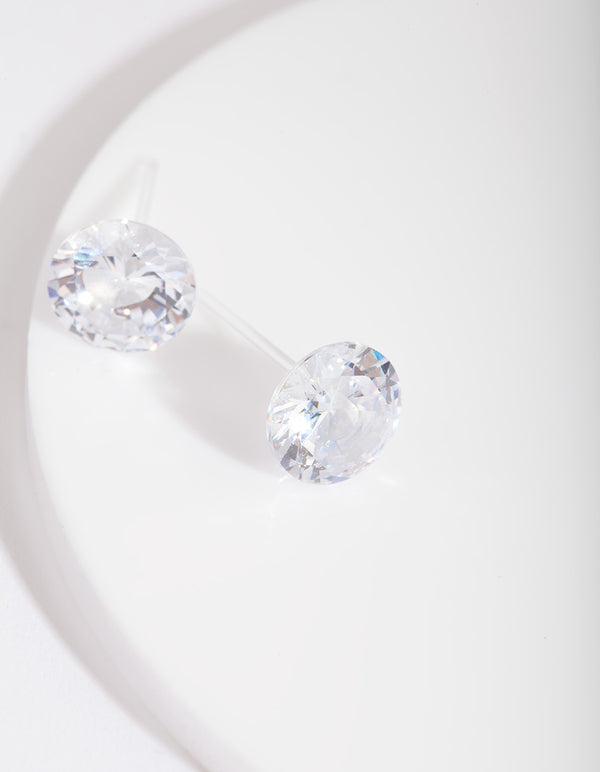 Silver Circle Cubic Zirconia Stud Earrings