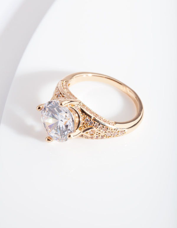 Gold Cubic Zirconia Celebrity Ring
