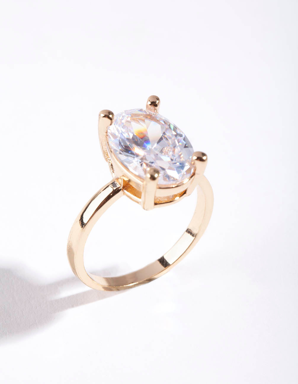 Gold Oval Cubic Zirconia Engagement Ring