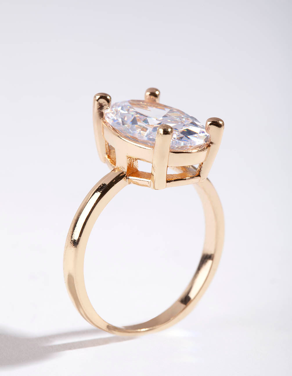 Gold Oval Cubic Zirconia Engagement Ring