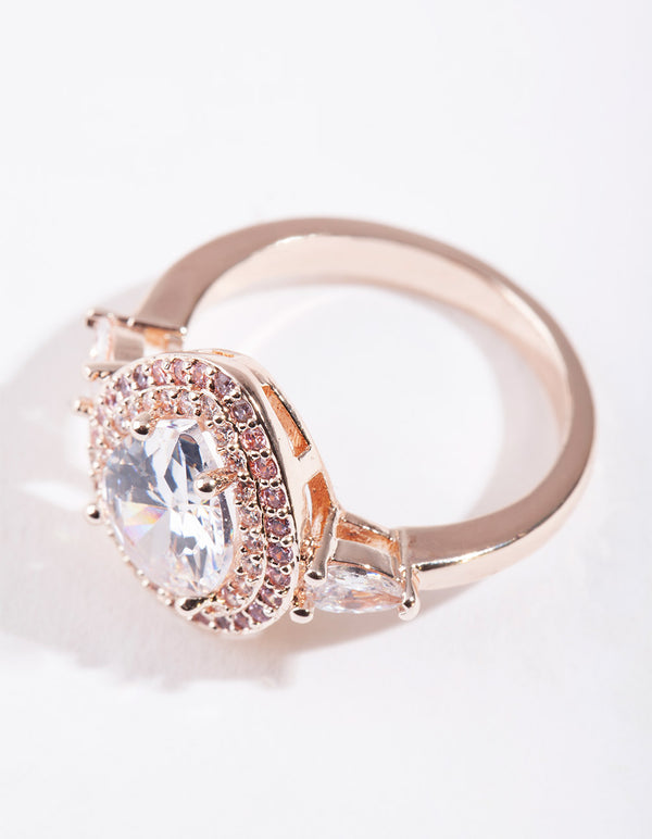 Rose Gold Cubic Zirconia Teardrop Ring