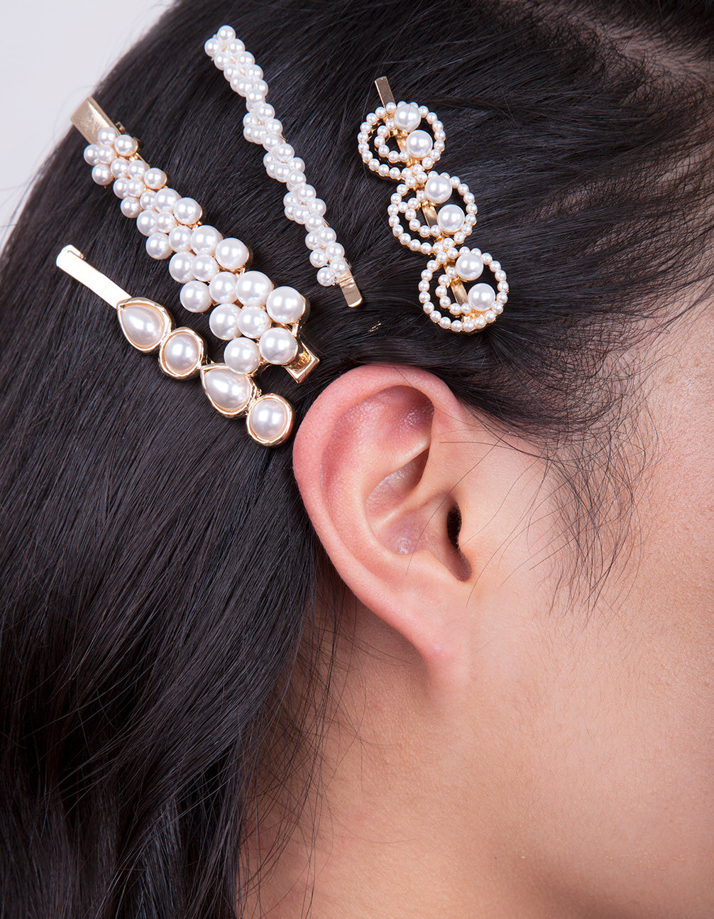 Gold Smile Pearl Hair Clip 4-Pack