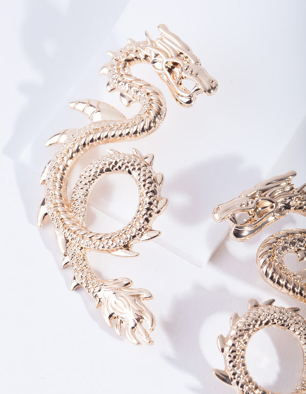 Gold Spiked Dragon Earrings