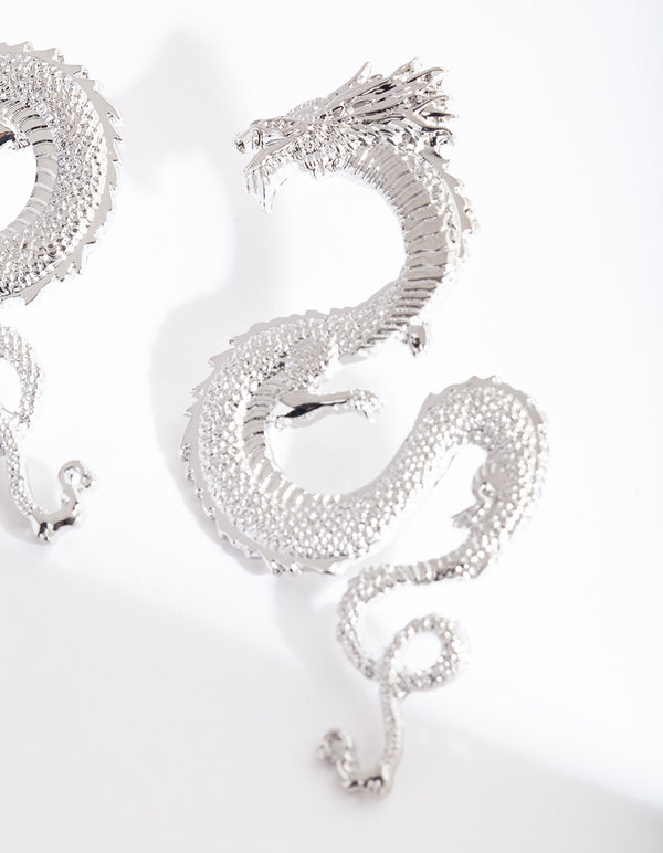Silver Statement Dragon Earrings