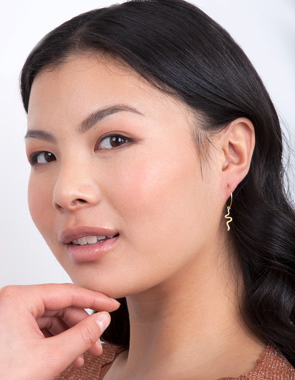 Gold Plated Sterling Silver Snake Hoop Earrings