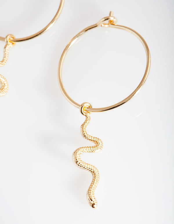 Gold Plated Sterling Silver Snake Hoop Earrings