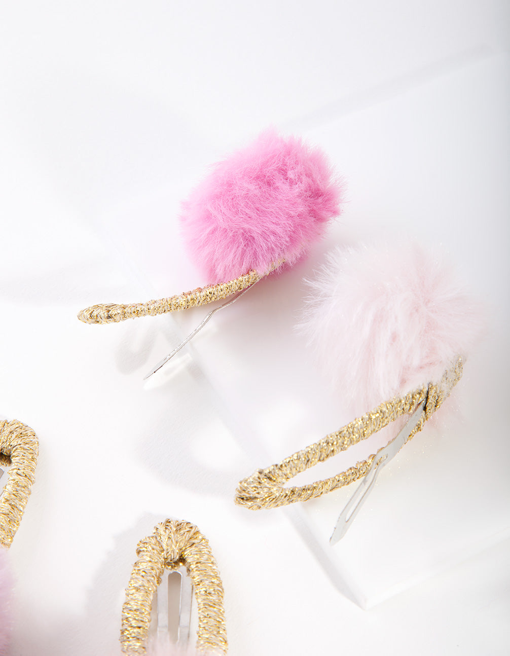 Kids Gold Pom Pom Hair Clip Pack