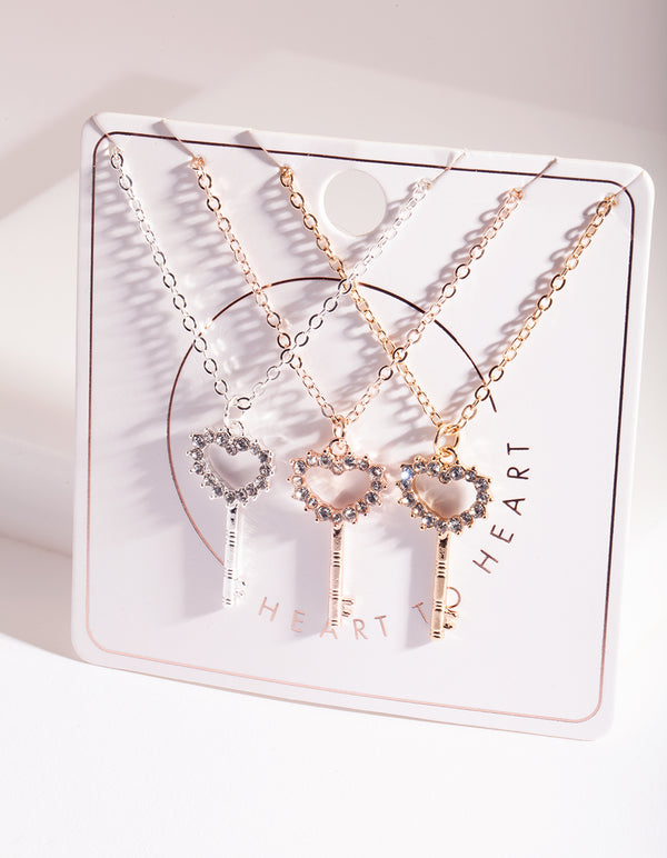 Mixed Metal Key Necklace Pack
