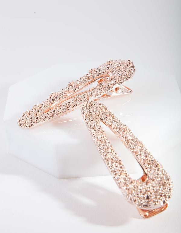 Rose Gold Textured Hair Clip Pack
