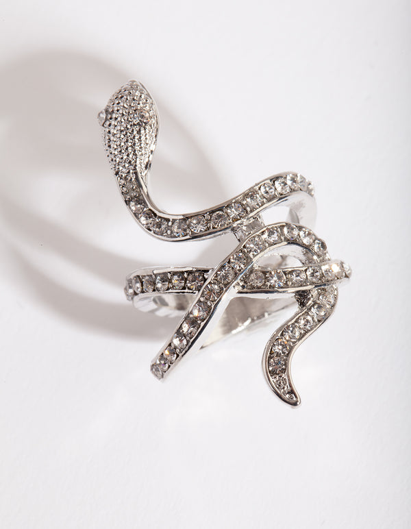 Silver Diamante Snake Ring