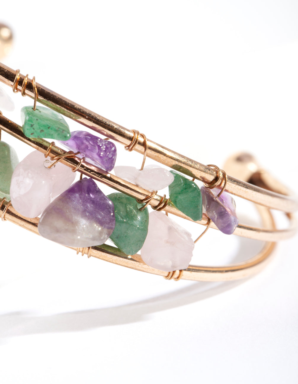 Gold Multi Stone Cuff Bracelet