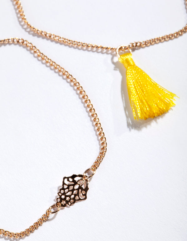 Gold Filigree Tassel Bracelet Pack