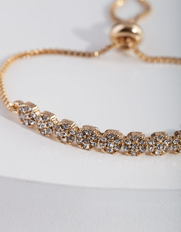Gold Diamante Ball Toggle Row Bracelet