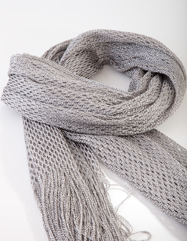 Silver Long Drape Scarf
