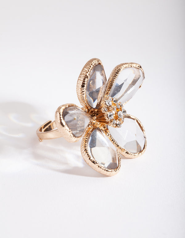 Gold Wire Wrap Flower Ring
