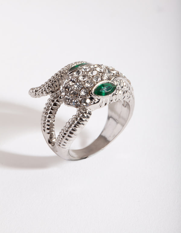 Silver Diamante Snake Ring