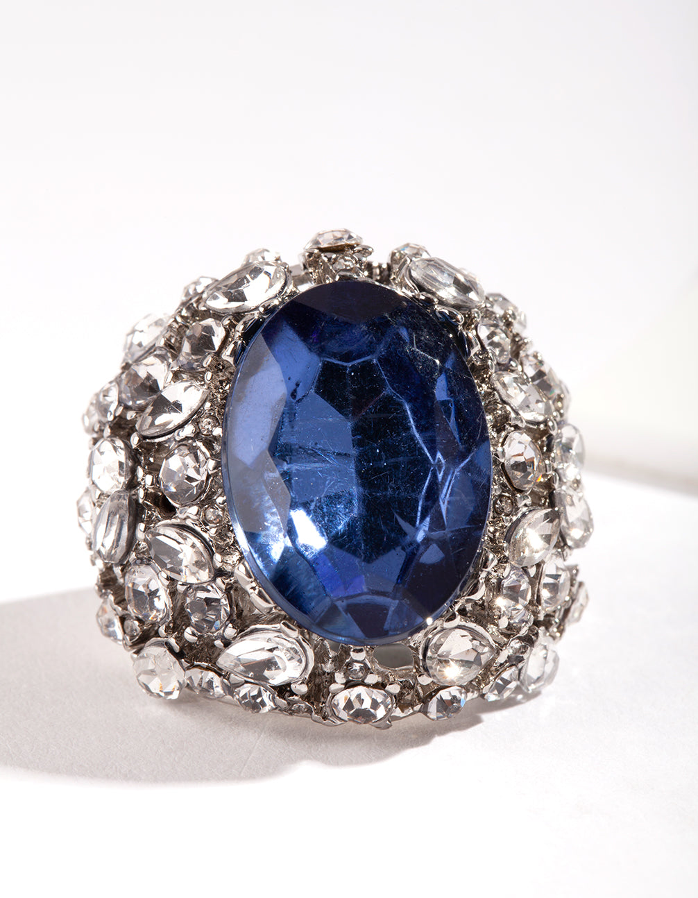 Silver Large Mix Diamante Ring