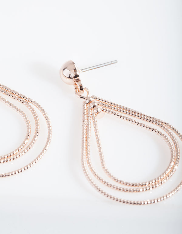 Rose Gold Textured Teardrop Earrings