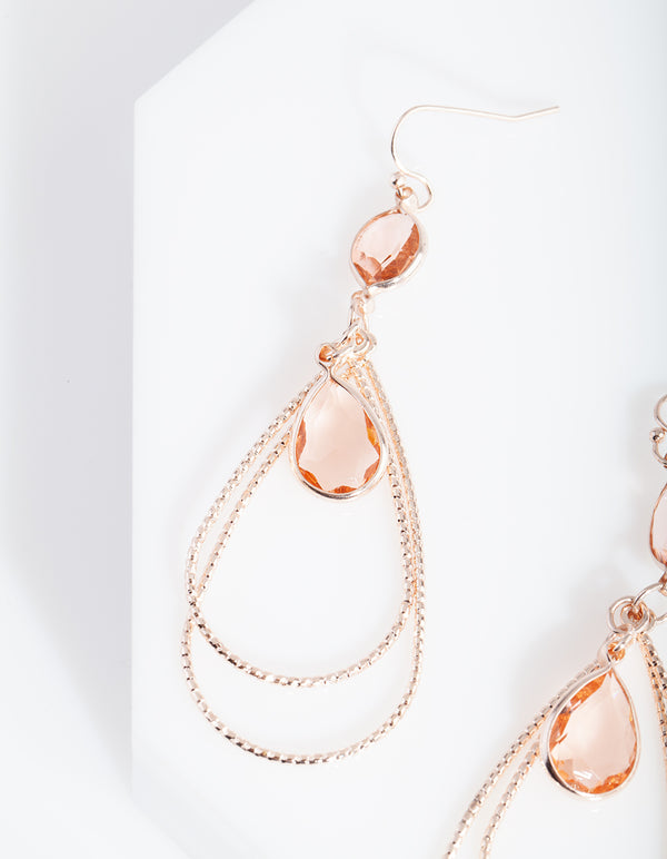 Rose Gold Textured Stone Earrings