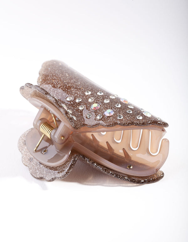 Acrylic Grey Glitter Claw Clip