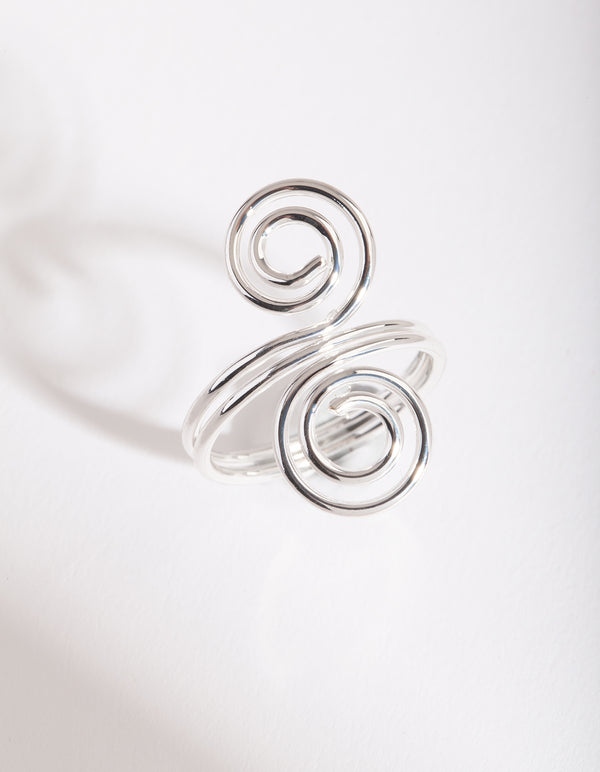 Silver Double End Swirl Ring