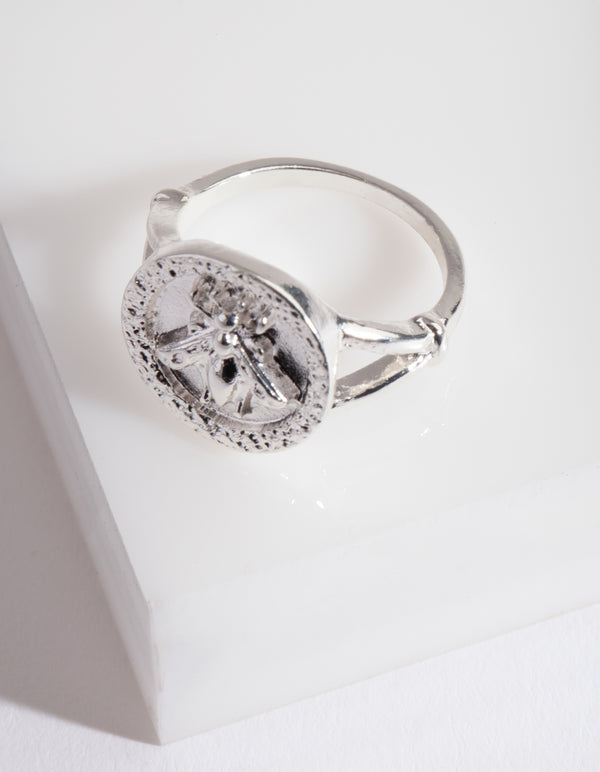 Silver Bee Coin Ring
