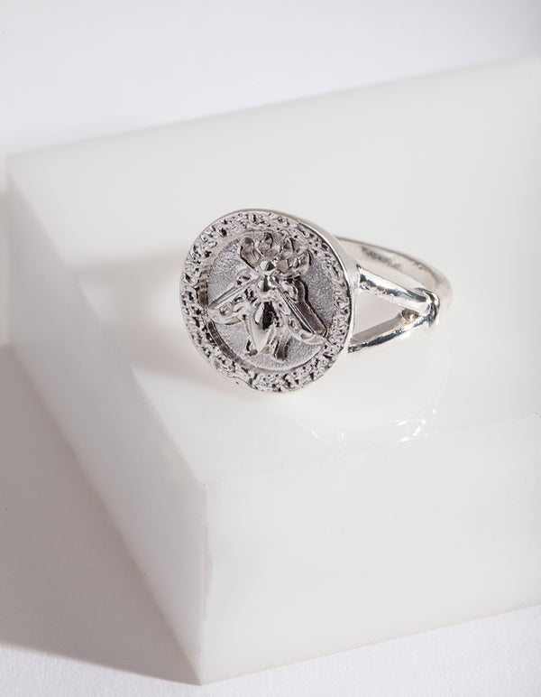 Silver Bee Coin Ring