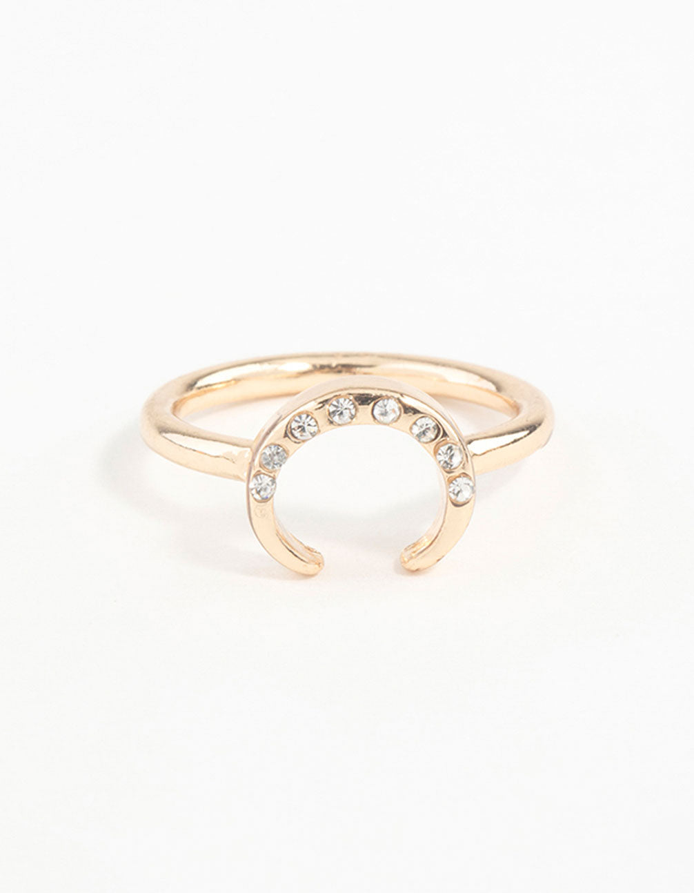 Gold Horseshoe Diamante Ring