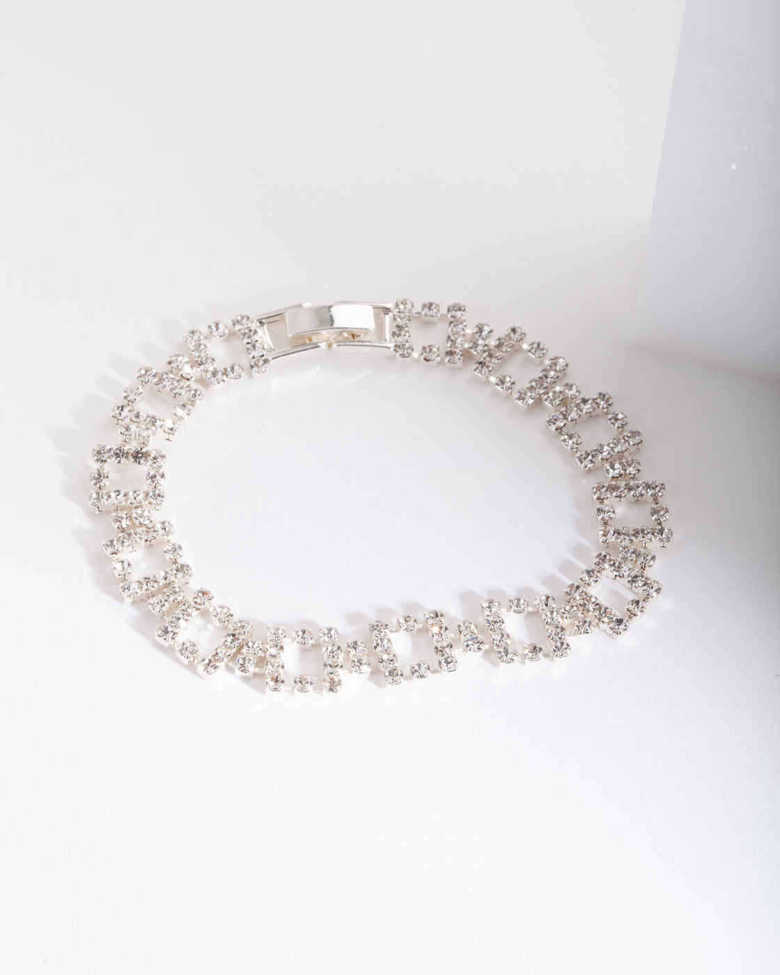 Silver Diamante Square Bracelet