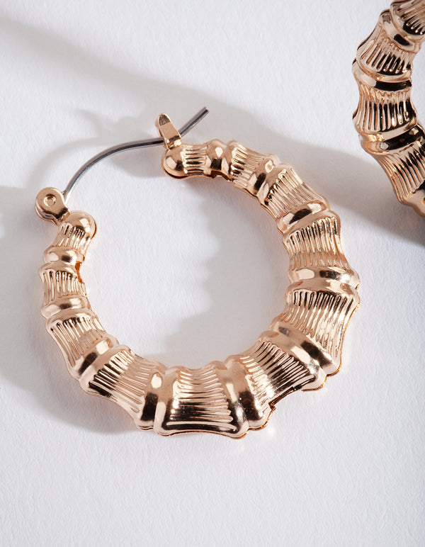Gold Mini Bamboo Hoop Earrings