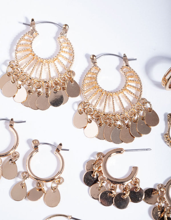 Gold Jingle Hoop Earring 6-Pack