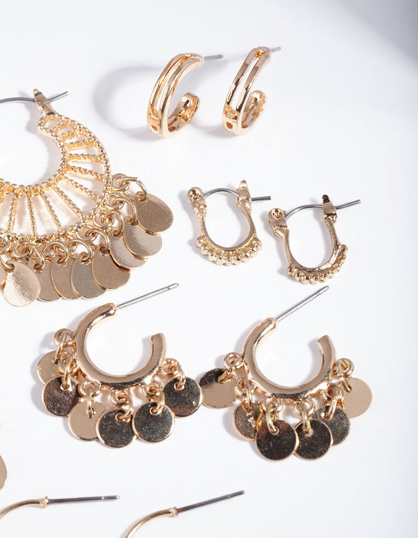 Gold Jingle Hoop Earring 6-Pack