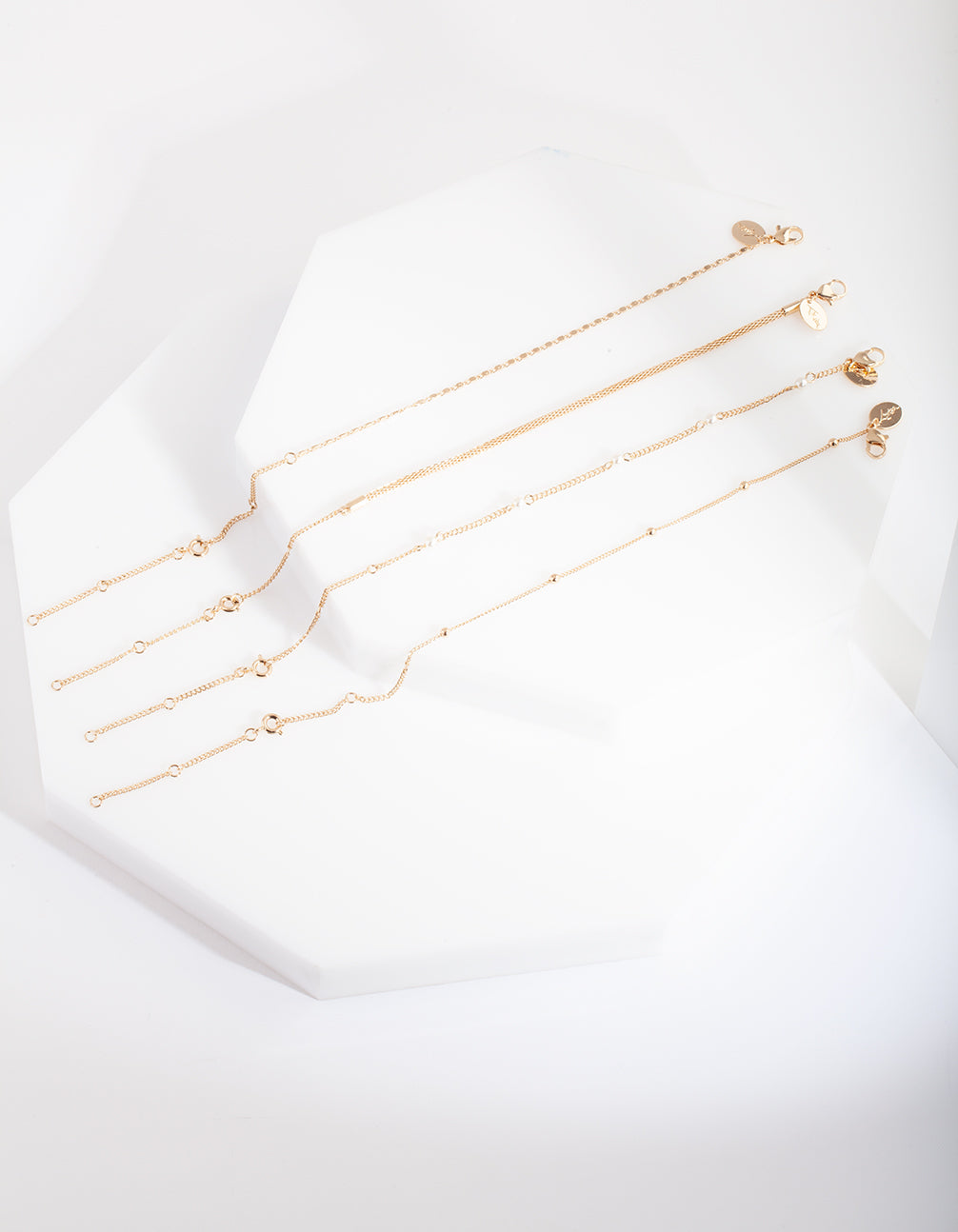 Gold Chain Pearl Anklet Bracelet Pack