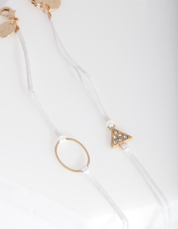 Gold Diamante Triangle Circle Bracelet Pack