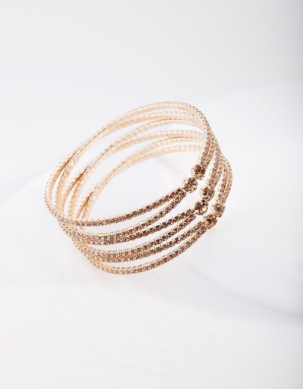 Gold Zig Zag Diamante Cuff Bracelet