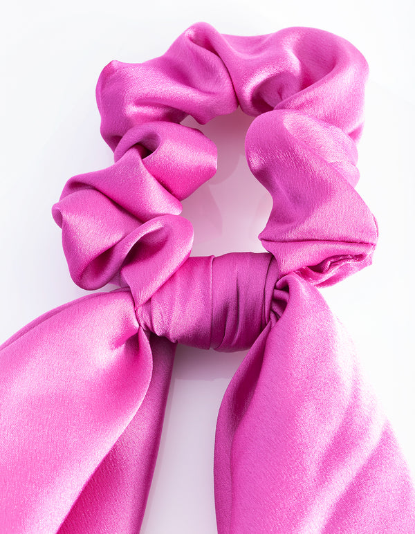 Fuchsia Satin Scarf Scrunchie