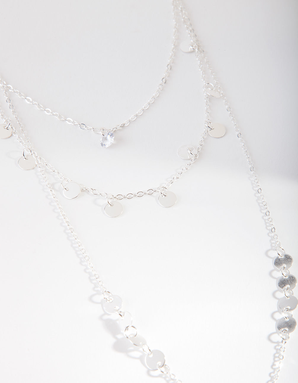 Silver Multi Layer Disc Charm Choker